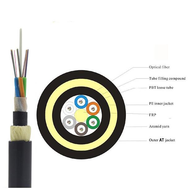 Self Supporting Outdoor Fiber Optic Cable ADSS All Dielectric With Double Jacket AT Outer Sheath
