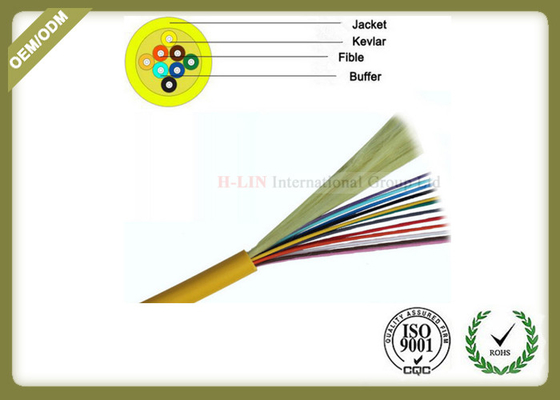 China GJFJV 12C 24C 48C Indoor SM Fiber Optic Cable With Tight Buffer PVC Jacket supplier
