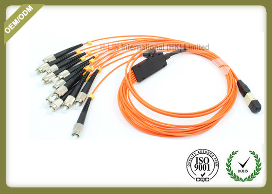 China Orange Color Optical Fiber Jumper 12 Core 0.10dB Reability For Medical Sensing System supplier
