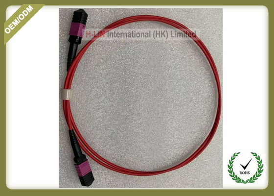 China MTP TO MTP  LC OM4 12 Core Fiber Optic Patch Cord Violet Color Multimode LSZH Jacket supplier