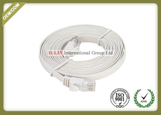 China Cat5e Flat Network Patch Cord With RG45 Connector With White PVC / LSZH Jacket supplier