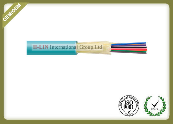 China 4~12 core fiber optic cable OM3 type GJFJV for indoor cabling with Aqua color supplier