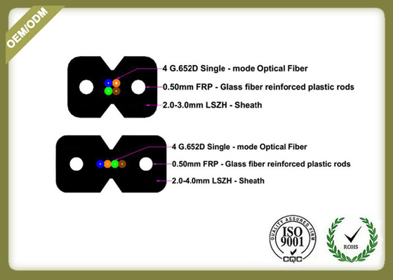 China 4 Core FTTH Fiber Optic Cable Single Mode GJXFH  LSZH jacket FTTH indoor fiber optical cable supplier