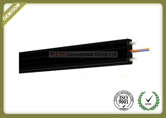 China 2core FTTH Fiber Optic Cable FRP Strength Member black color with SC Connector supplier