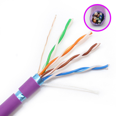 China FTP Category Cat5e Network Cable HDPE Insulation With Purple Color Jacket supplier