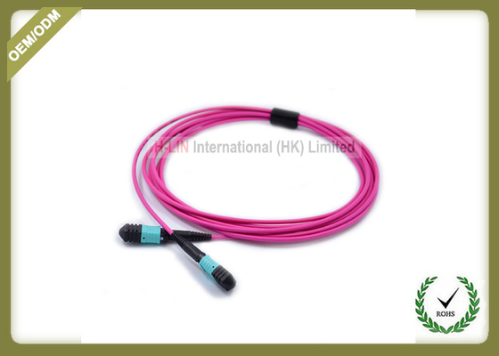 China MTP TO MTP OM4 12 Core Fiber Optic Patch Cord Violet Color Multimode LSZH Jacket supplier
