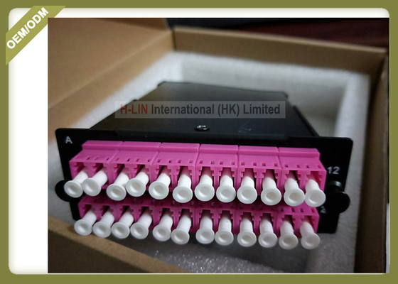 China FTTH Fiber Optic Termination Box MPO Aluminum Module 24 Cores With MTP To LC Trunk Cable supplier