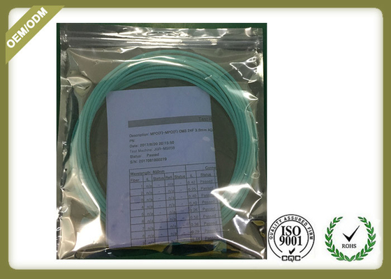 China USCONNEC MTP Female TO MTP female OM4 12 Core Fiber cable aqua Color LSZH Jacket supplier