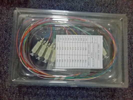 12colors 900um SC LC Fiber Optic Pigtail Cables , SM / MM / OM3 Optical Patch Cord  supplier