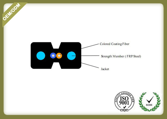 Indoor 2 Core FTTH Fiber Optic Drop Cable Single Mode With Messenger Steel Wire supplier