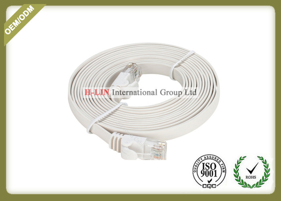 Cat5e Flat Network Patch Cord With RG45 Connector With White PVC / LSZH Jacket supplier