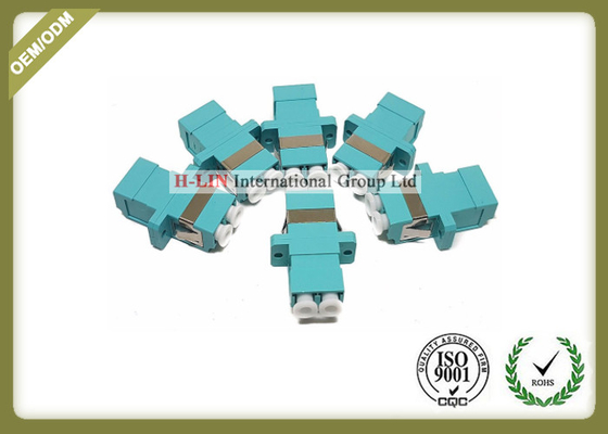 LC OM3 Duplex SC Type Plastic Fiber Optic Adapter With Ceramic Sleeve Aqua Color supplier