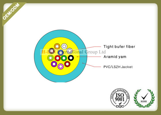 4~12 core fiber optic cable OM3 type GJFJV for indoor cabling with Aqua color supplier