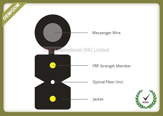 Fiber Optic FTTH Aerial Drop Cable 1 Core Three Steel Wires Special For Outside Use supplier
