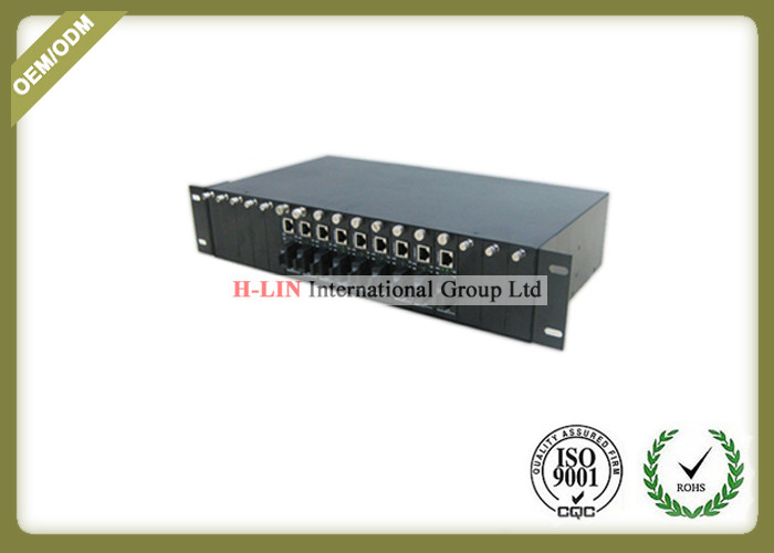 2U 16 Slots Media Converter Rack Mount Chassis With Dual Power For Card ...